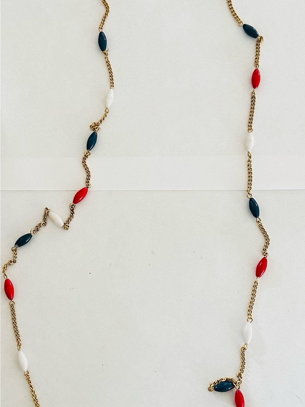 Vintage wrap necklace with blue white and red beads